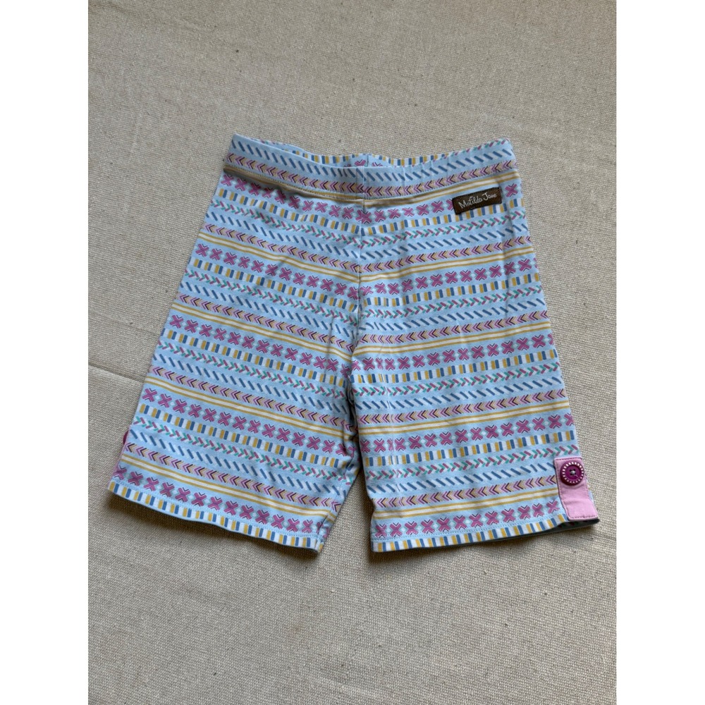 Matilda Jane Girls Blue Geometric Fair Isle Shorts Size 10 Stretch Cotton